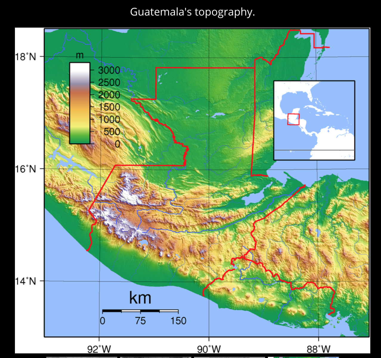 Guatemala Physical Map